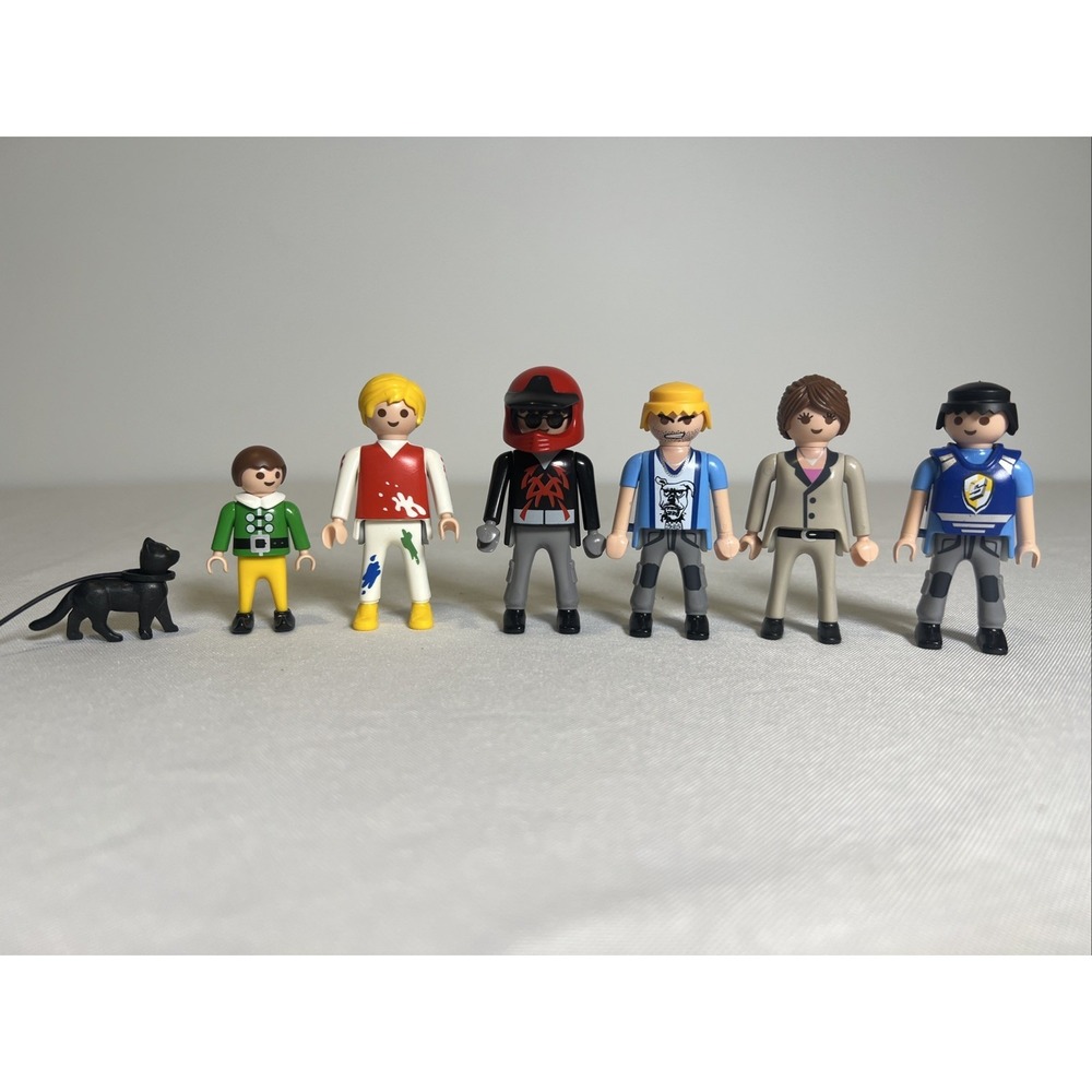 Playmobil  Lot of 7 People and Animals - Motorcycle Rider, Artist, Elf, Cat, Etc